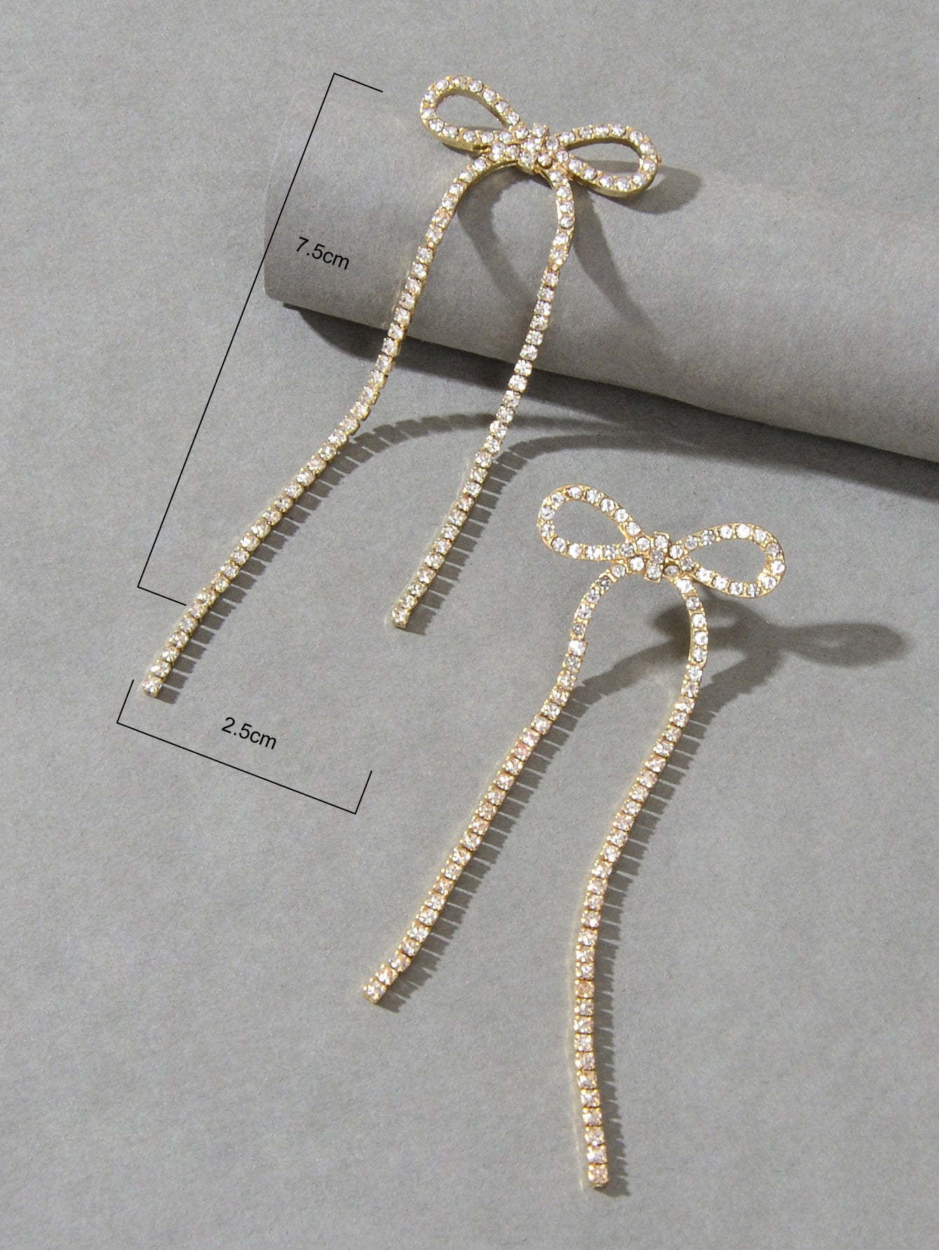 Clear Rhinestone Crystal Tassel Sparkle Bow Tie Dangle Bridal Wedding Earrings