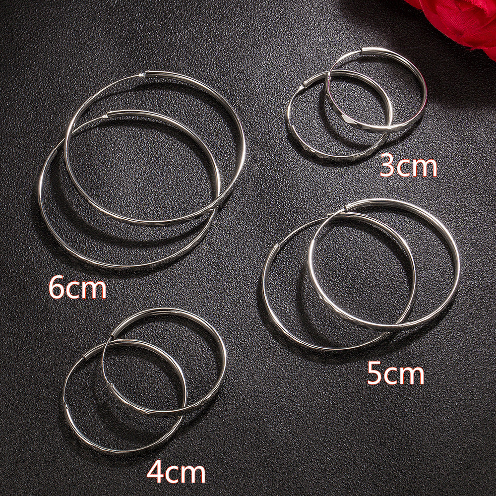 Fashion Silver Earrings Rhombus Cut-out Hoop Exaggerated Oversized Hoop Ring New Style Earrings for Women