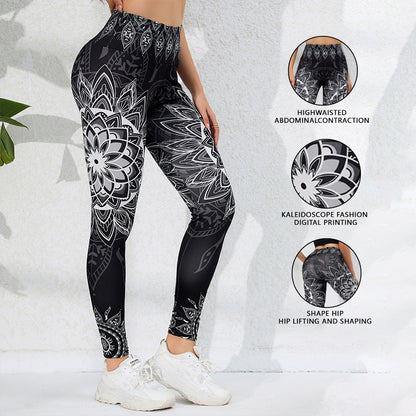 Watercolor Print Yoga Pants for Women, High-Waisted, Tummy-Control, Butt-Lifting, Quick-Dry, Ankle-Length Fitness Workout Leggings