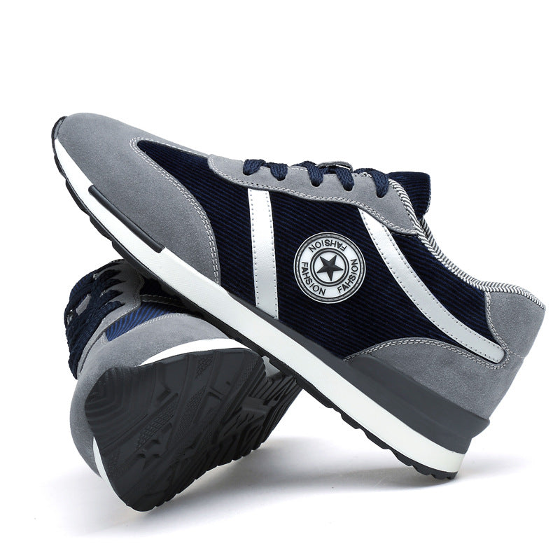 Men's Sports Casual Shoes Korean Style Men's Shoes Hidden Internal Height Increase 8CM Suede Vintage Running Shoes Men