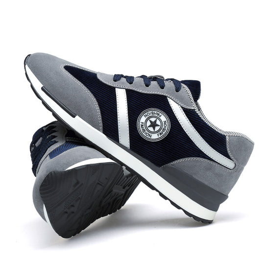 Men's Sports Casual Shoes Korean Style Men's Shoes Hidden Internal Height Increase 8CM Suede Vintage Running Shoes Men