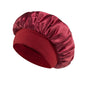 Solid Color Bath Cap Adult Fashion Satin Wide Brim Sleep Cap for Women Chemotherapy Hair Care