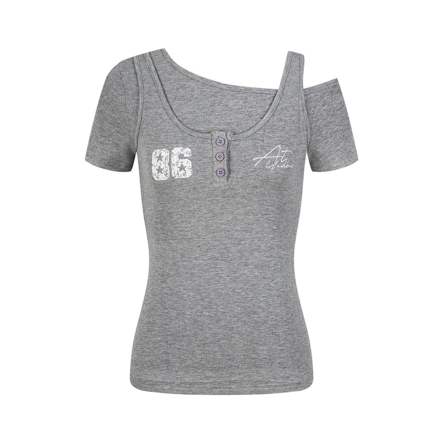 Women's Fake Two-Piece Slim Fit Casual Short Sleeve Minimalist Letter Print T-Shirt