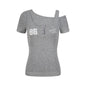 Women's Fake Two-Piece Slim Fit Casual Short Sleeve Minimalist Letter Print T-Shirt
