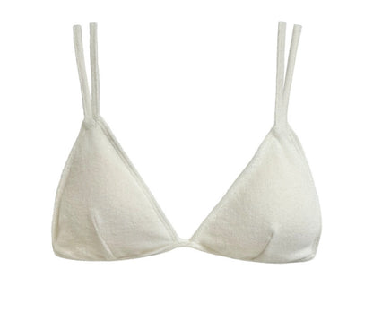 Solid Color Two-Piece Separated Swimwear, Push-Up Bra Top for Small Bust