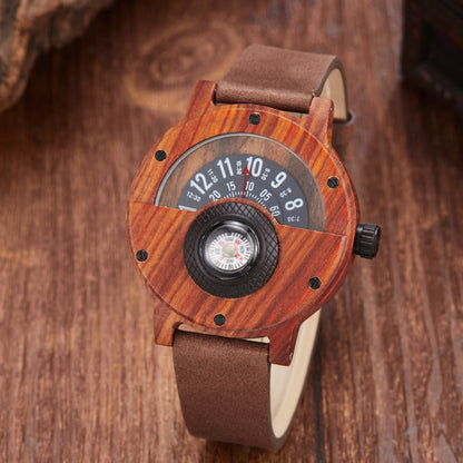 Multifunctional Compass Wooden Watch Outdoor Sport Watch for Men Women Students
