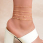 5 pcs Layered Multiple Silver Chain Stackable Anklets Beach Foot Jewellery