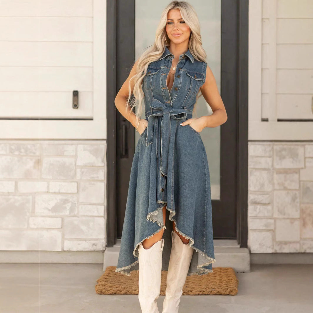 Cowboy dress, fashionable sleeveless, irregular personality