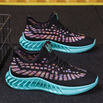 Men's Flying Weave Breathable Casual Shoes Korean Edition Trendy Running Shoes Fashion Student Shoes Sports Shoes