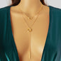 Stylish Double layer Chic Gold Chain Y Style Long Pendant Stick Lariat Necklace