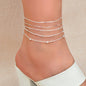 5 pcs Layered Multiple Silver Chain Stackable Anklets Beach Foot Jewellery