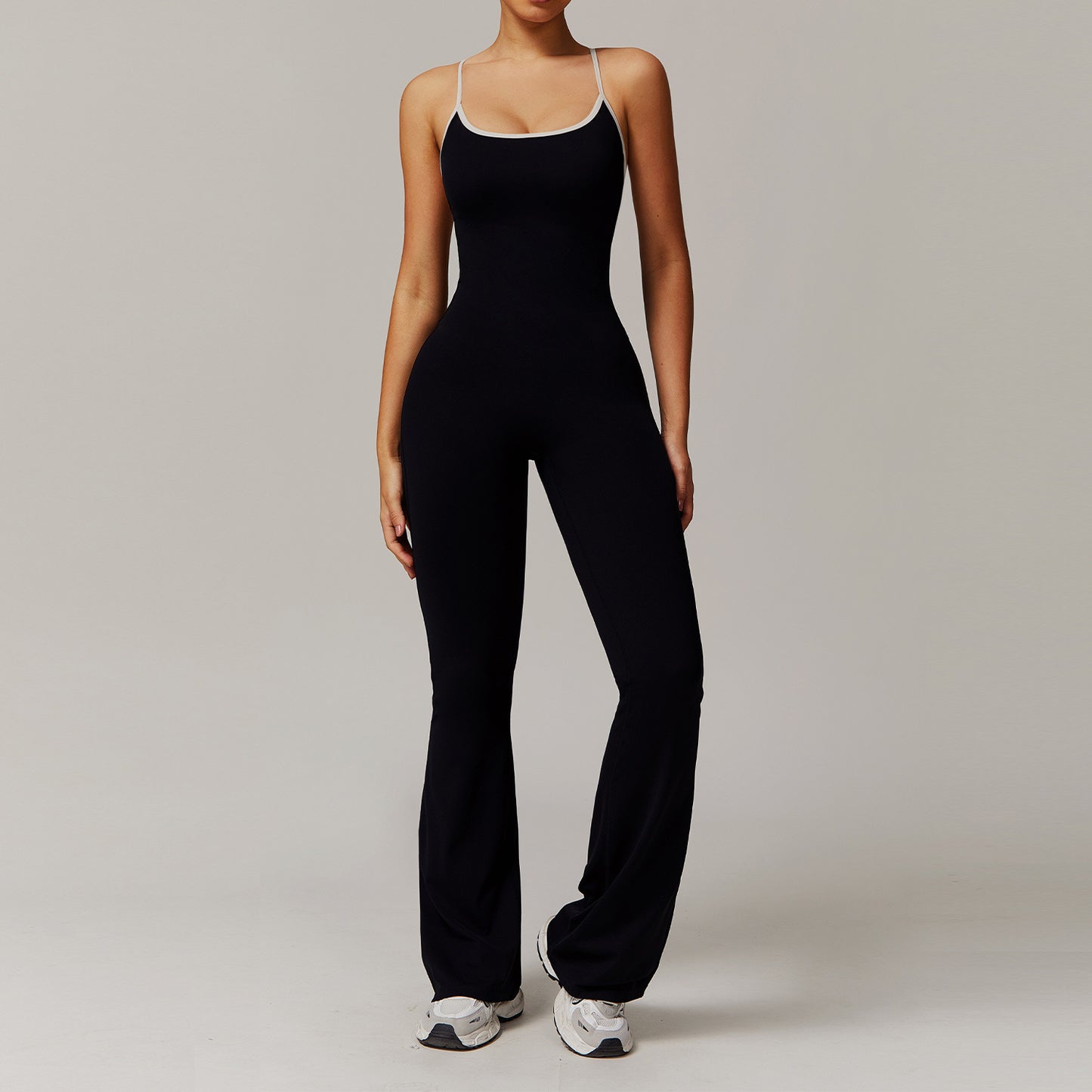 Cross back trumpet jumpsuit