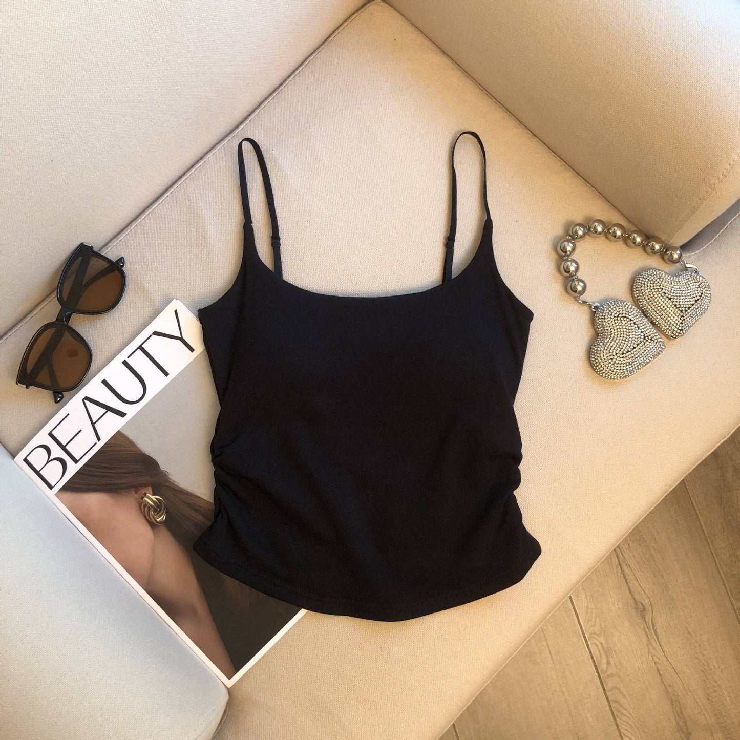 Vest with Padded Brapicy Girl Strap Top