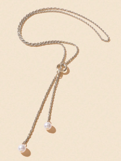 Pearl Pendant Lariat Long Necklace Elegant Versatile Jewelry