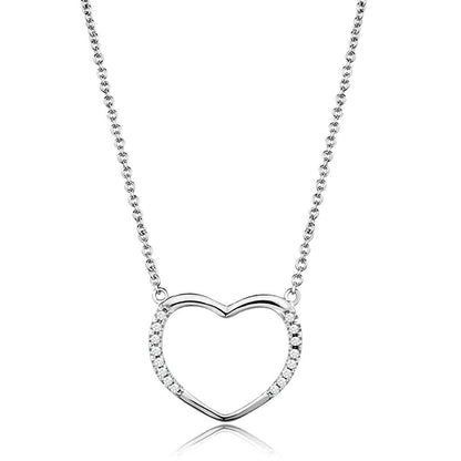 3W1023 - Rhodium Brass Chain Pendant with AAA Grade CZ  in Clear