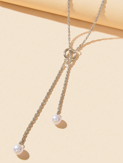 Pearl Pendant Lariat Long Necklace Elegant Versatile Jewelry