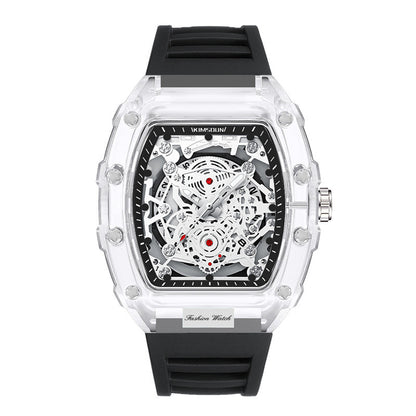 Cross-border Watch Unique Barrel-shaped Quartz Watch Fashion Transparent Men's Watch Waterproof Wristwatch