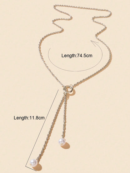Pearl Pendant Lariat Long Necklace Elegant Versatile Jewelry