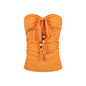 Beaded Drawstring Crop Top for Women, Fitted Slimming Side Pleated Knit Vest