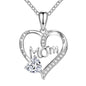 Heart-shaped Engraved Rhinestone Necklace for Mom