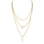 Multi-layer Gold Silver Chain Triangle Bar Charm Necklace Party Daily Jewellery