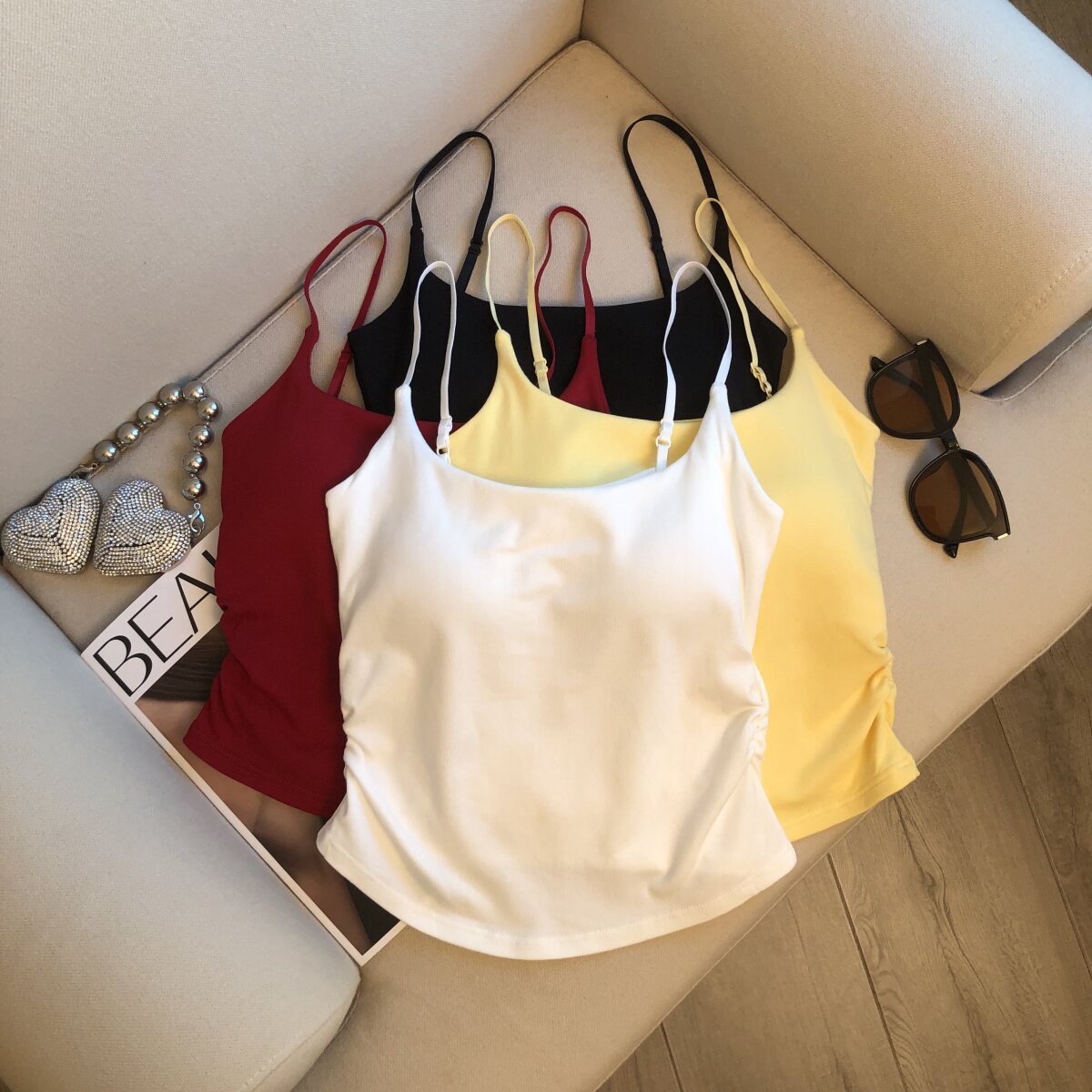 Vest with Padded Brapicy Girl Strap Top