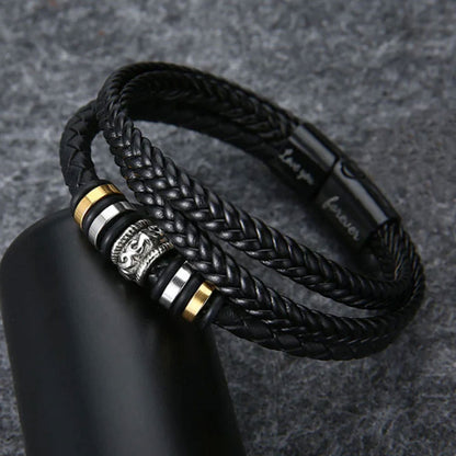Stainless steel leather rope bracelet