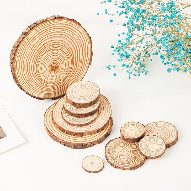 Round Wood Piece Handmade DIY Material Hand-Painted Year Round Piece Log Piece Background Wall Decoration Kindergarten Ring Creation Wood Piece