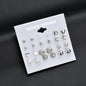 Earring Set 12 Pair Earrings Pearl Zircon Card Set One Week Earrings Earrings