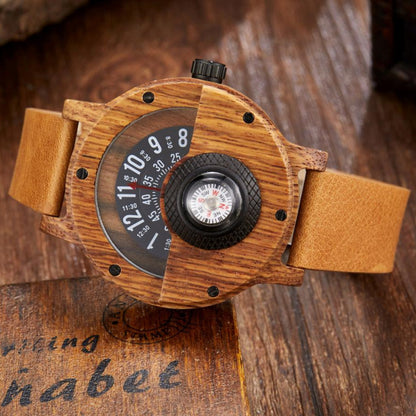 Multifunctional Compass Wooden Watch Outdoor Sport Watch for Men Women Students