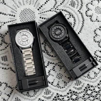 Casual Arabic Numeral Quartz Men's Watch with Magnetic Floating Design, Water Resistant, Fashionable and Unique Style