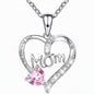 Heart-shaped Engraved Rhinestone Necklace for Mom