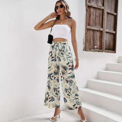 Lace up wide leg pants