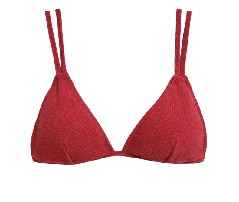 Solid Color Two-Piece Separated Swimwear, Push-Up Bra Top for Small Bust