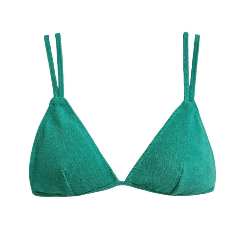 Solid Color Two-Piece Separated Swimwear, Push-Up Bra Top for Small Bust