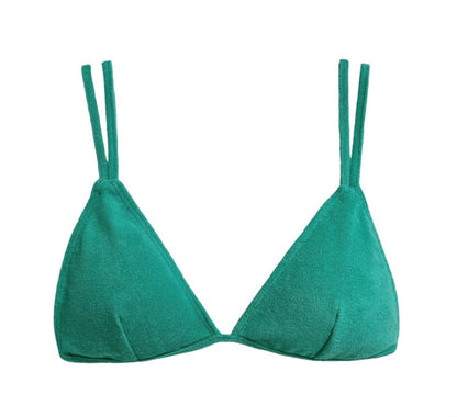 Solid Color Two-Piece Separated Swimwear, Push-Up Bra Top for Small Bust