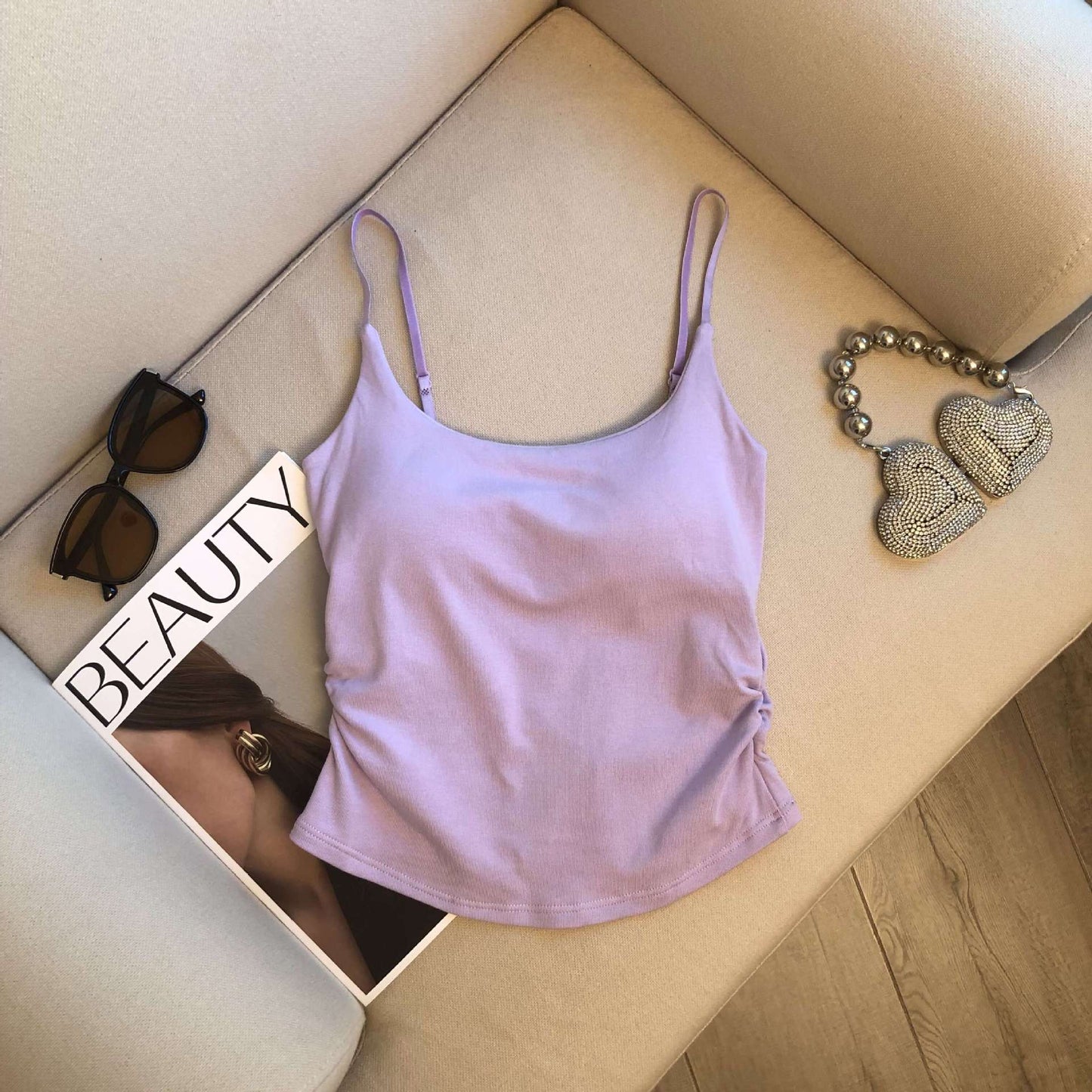 Vest with Padded Brapicy Girl Strap Top
