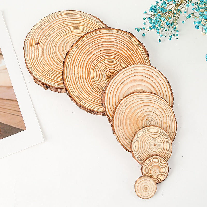 Round Wood Piece Handmade DIY Material Hand-Painted Year Round Piece Log Piece Background Wall Decoration Kindergarten Ring Creation Wood Piece