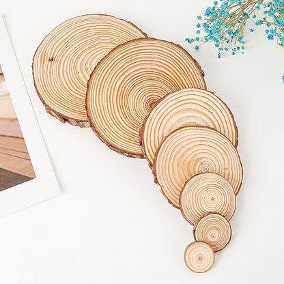 Round Wood Piece Handmade DIY Material Hand-Painted Year Round Piece Log Piece Background Wall Decoration Kindergarten Ring Creation Wood Piece