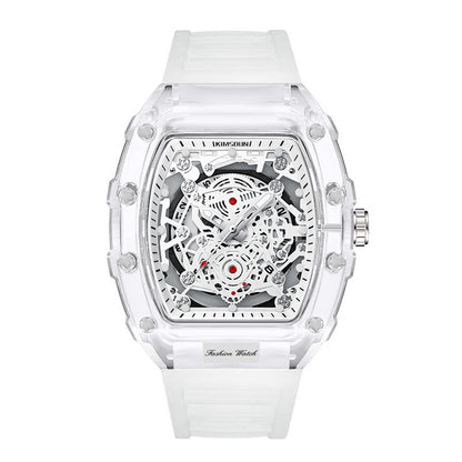 Cross-border Watch Unique Barrel-shaped Quartz Watch Fashion Transparent Men's Watch Waterproof Wristwatch