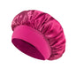 Solid Color Bath Cap Adult Fashion Satin Wide Brim Sleep Cap for Women Chemotherapy Hair Care