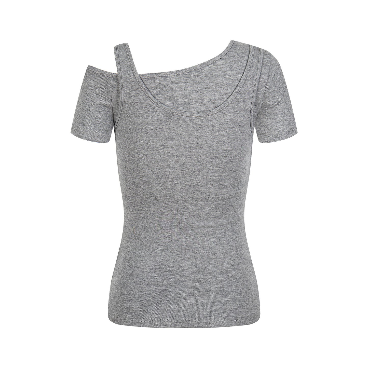 Women's Fake Two-Piece Slim Fit Casual Short Sleeve Minimalist Letter Print T-Shirt