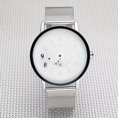 New concept pointerless watch with mesh dial, trendy and fashionable steel strap watch for young people.