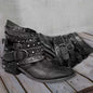European and American autumn and winter thick heel plus size belt short tube single boot women
