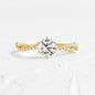 S925 Pure Silver Woven Wave Diamond Row Center Stone Ring