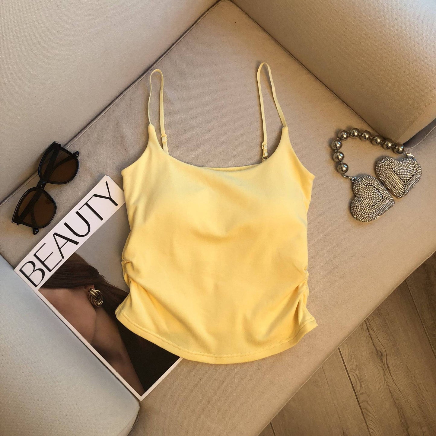 Vest with Padded Brapicy Girl Strap Top