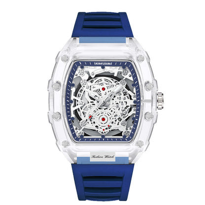 Cross-border Watch Unique Barrel-shaped Quartz Watch Fashion Transparent Men's Watch Waterproof Wristwatch