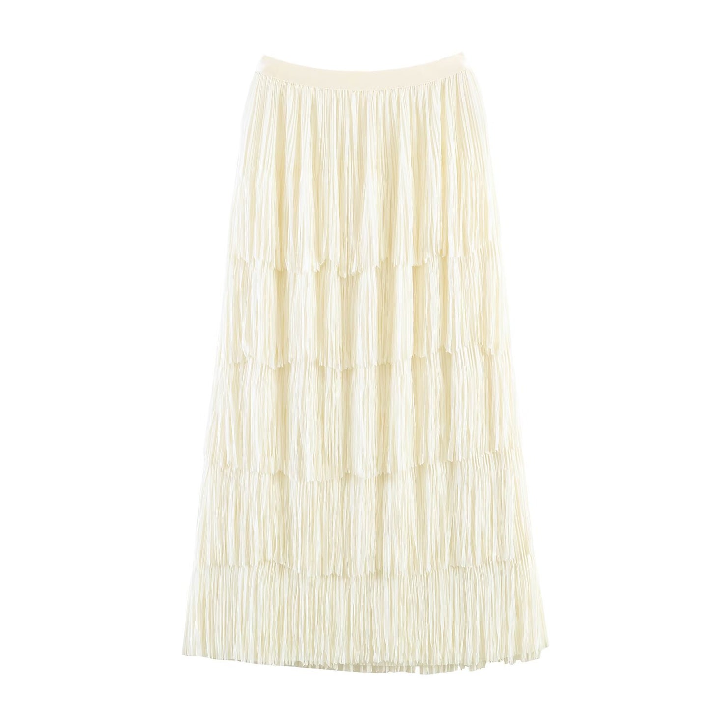 Street handmade tassel elastic waist skirt