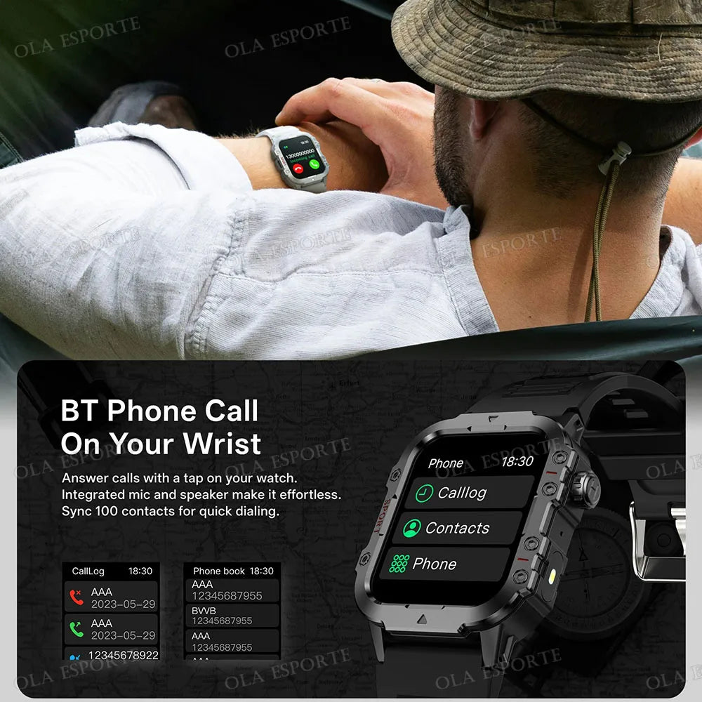 Military Smart Watch For Men – Waterproof Fitness Tracker