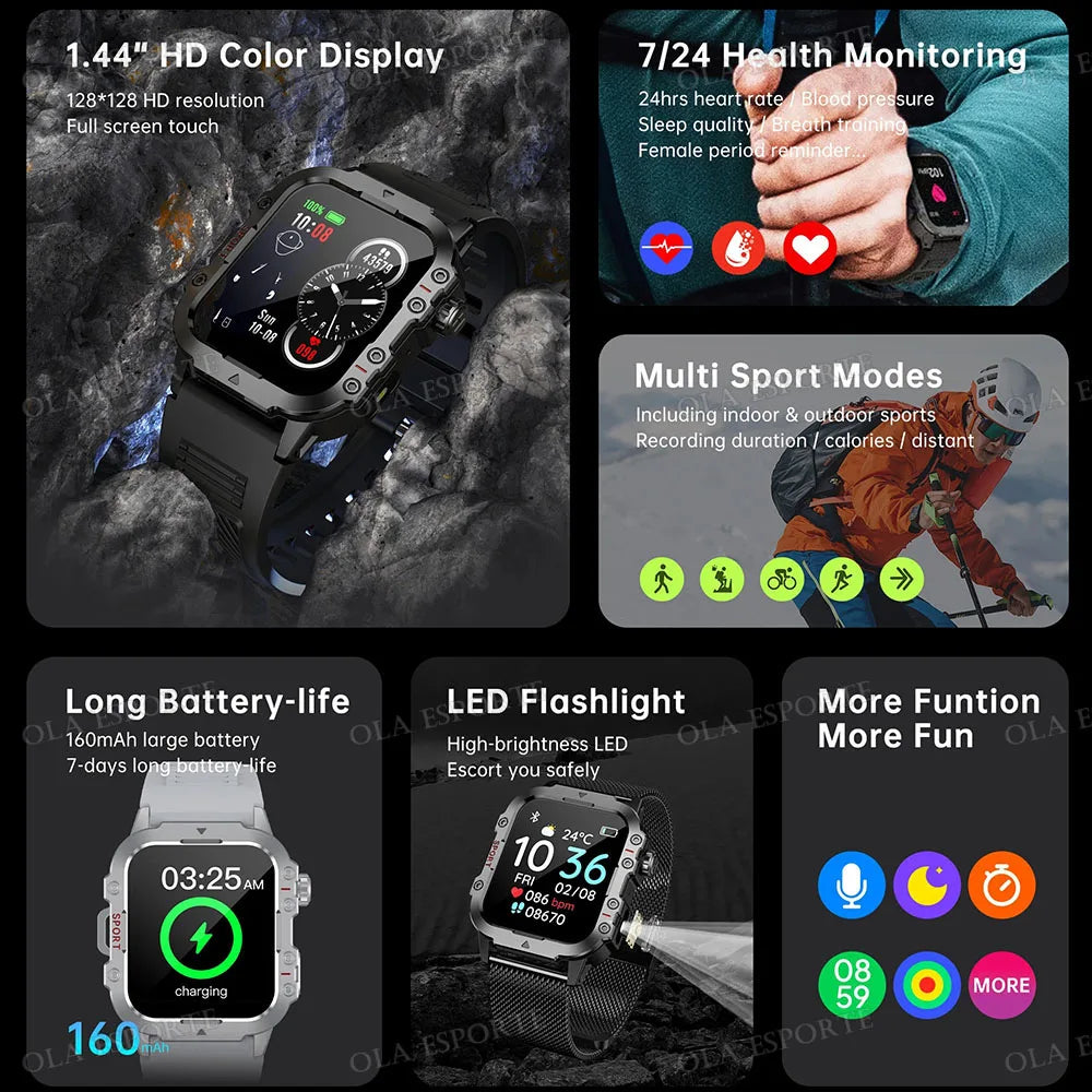 Military Smart Watch For Men – Waterproof Fitness Tracker